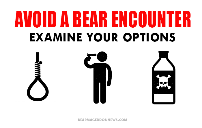 It's always good to be prepared for a bear attack by bringing some rope, a gun and bottle of poison on a hike.